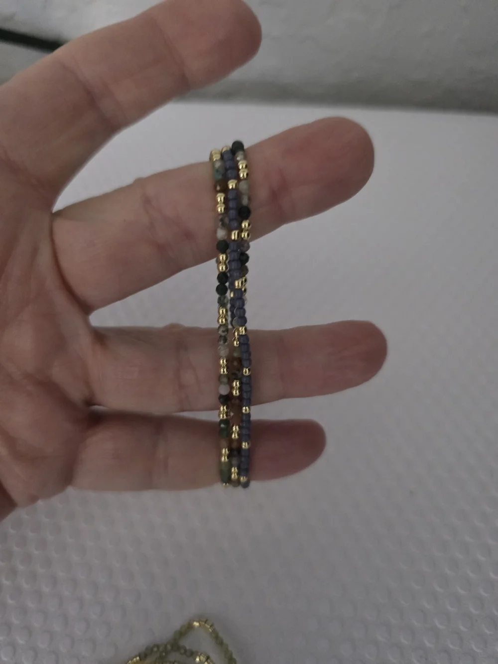 Delicate Multicolor Beaded Stretch Bracelet Set - Gold Accents